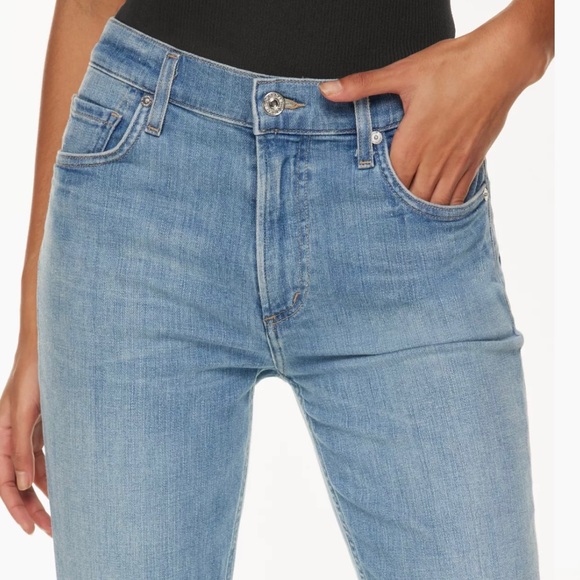 Isola High Waist Fray Hem Crop Bootcut Jeans In BLUE MOON - Picture 6 of 6